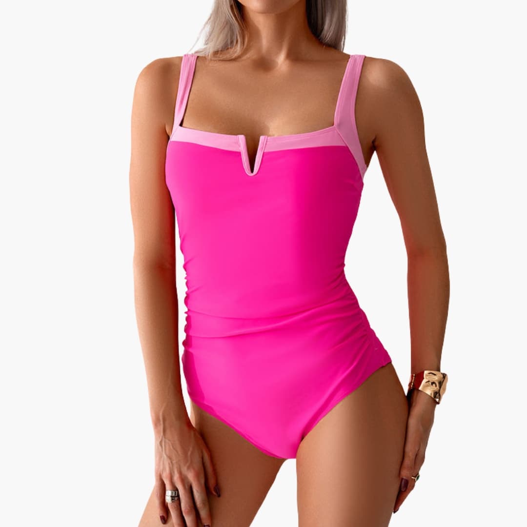 Women's One-Piece Swimsuit Stretch Contrast Panel