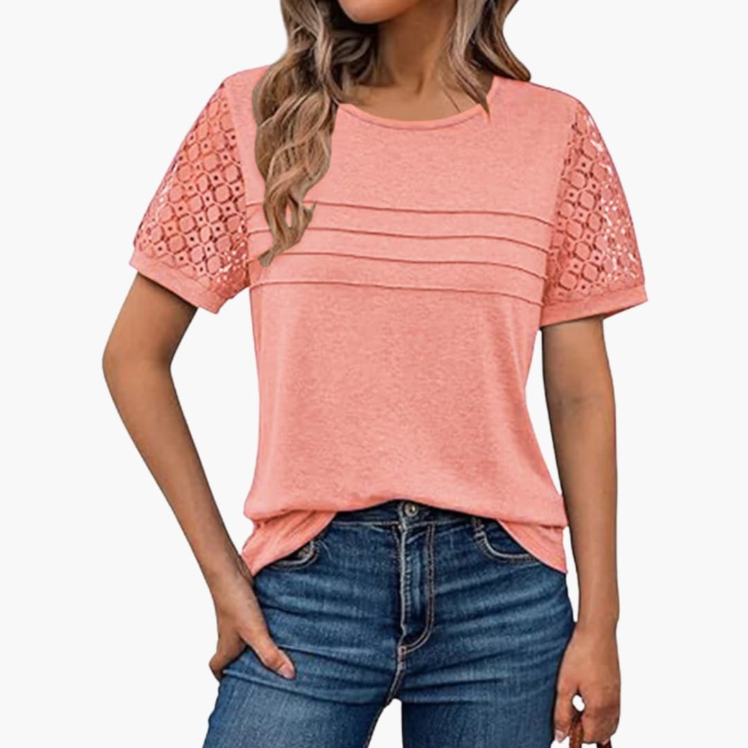 Women's Crochet Short Sleeve T-Shirt