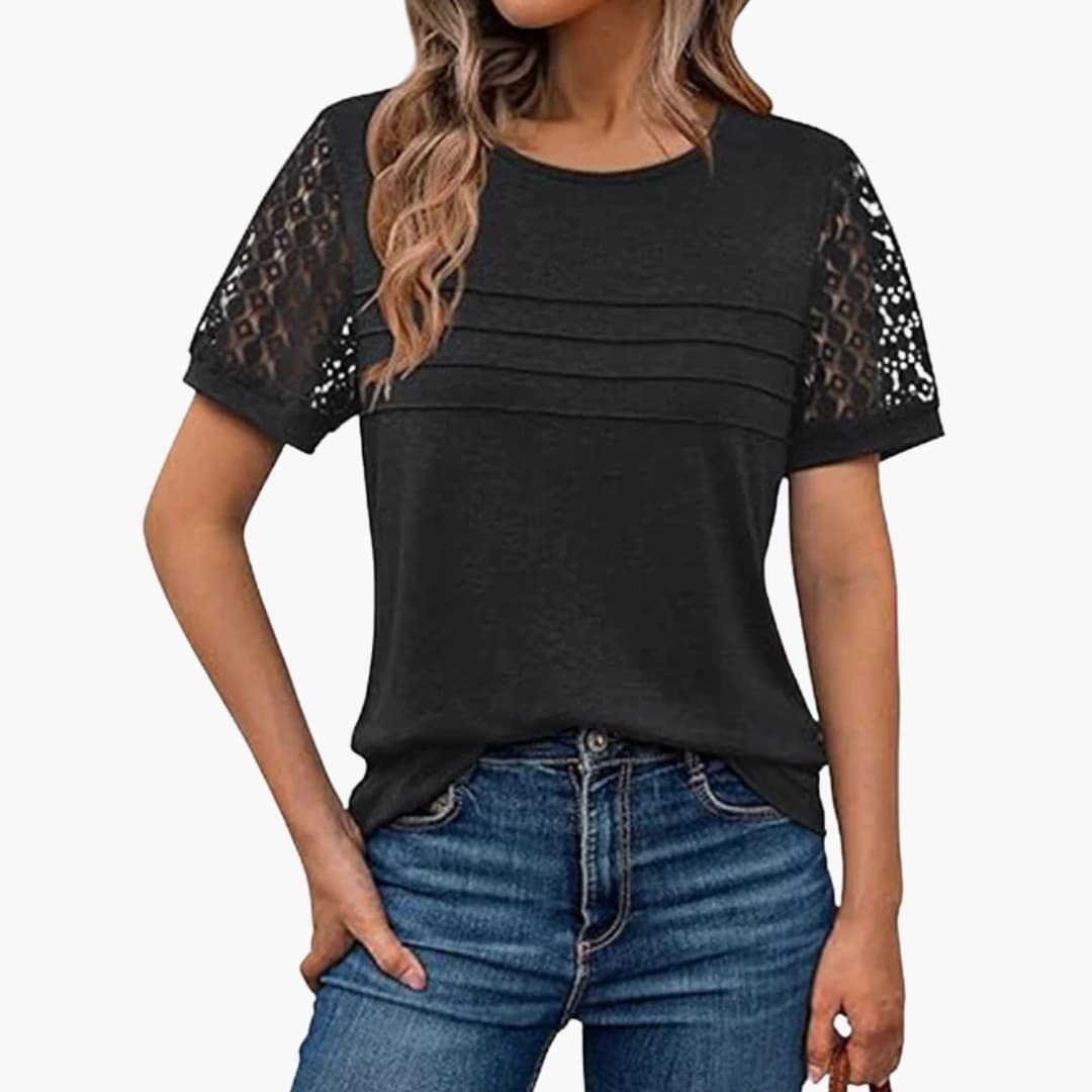 Women's Crochet Short Sleeve T-Shirt