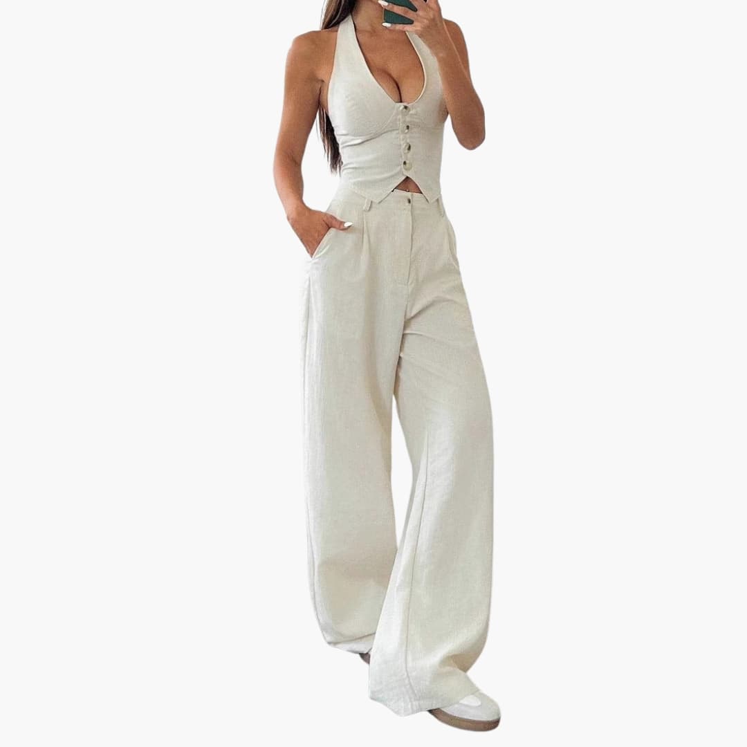 Women's Two-Piece Crop Trousers Set