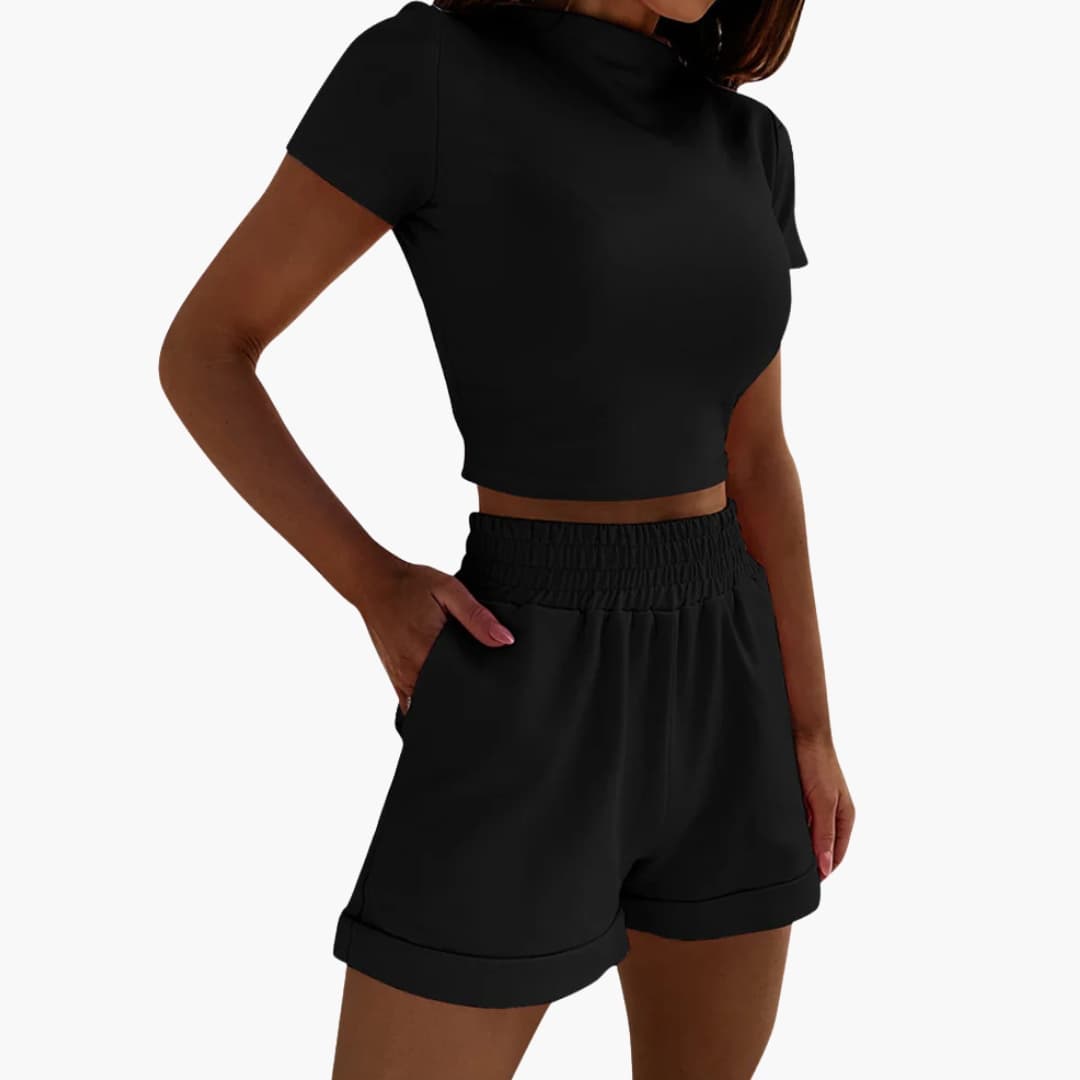 Women's 2 Piece Crop Shorts Set - VibreMode