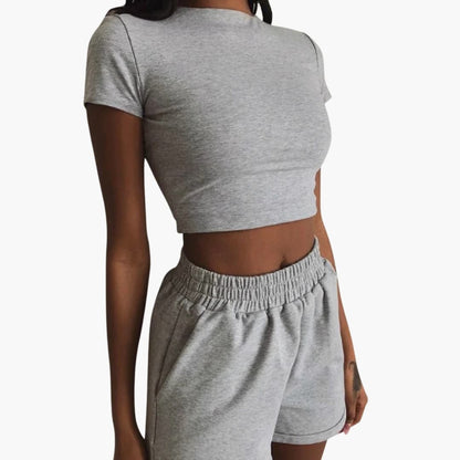 Women's 2 Piece Crop Shorts Set