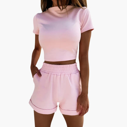 Women's 2 Piece Crop Shorts Set