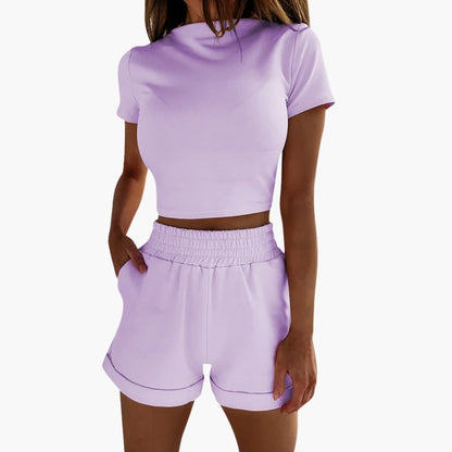 Women's 2 Piece Crop Shorts Set