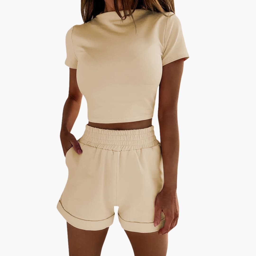 Women's 2 Piece Crop Shorts Set