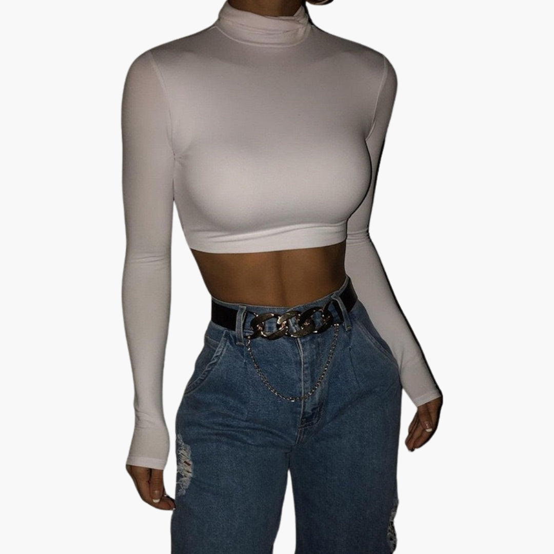 Women's Long Sleeve Crop High Collar - VibreMode