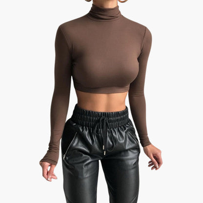 Women's Long Sleeve Crop High Collar