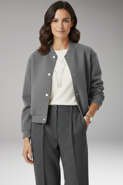 Women's Cropped Bomber Jacket Zipper Pockets