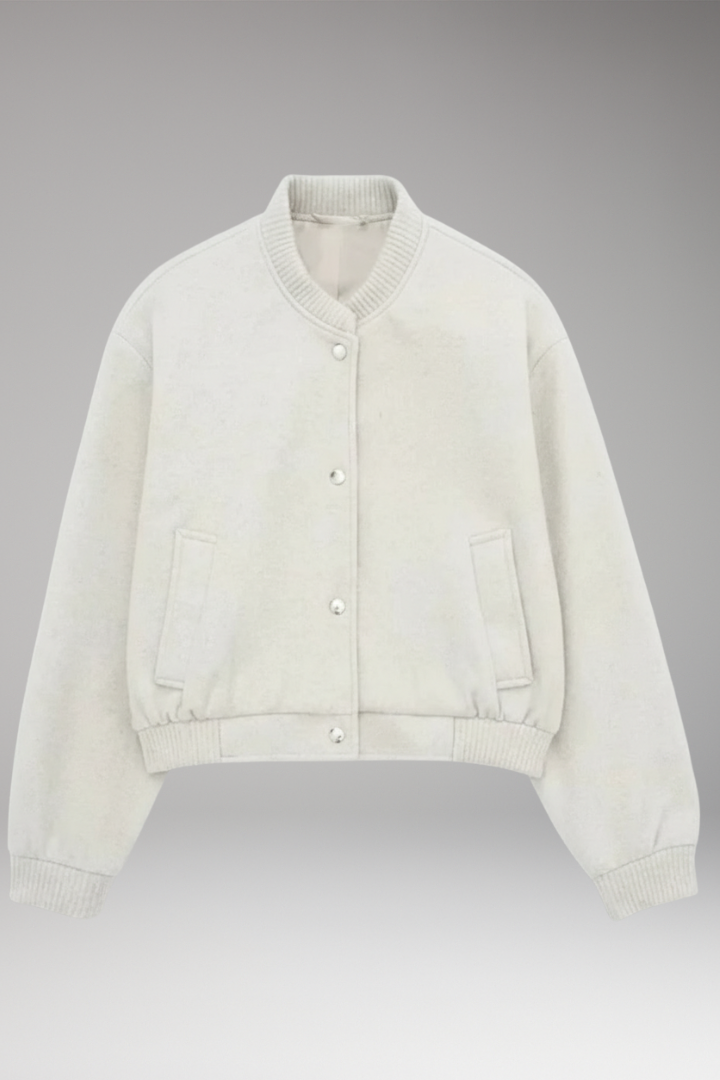 Women's Cropped Bomber Jacket Zipper Pockets - VibreMode