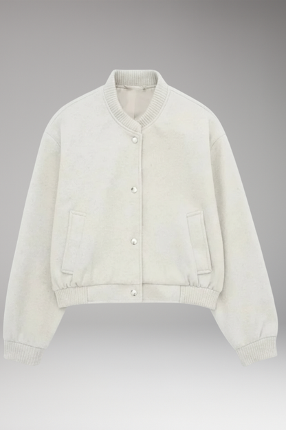Women's Cropped Bomber Jacket Zipper Pockets - VibreMode
