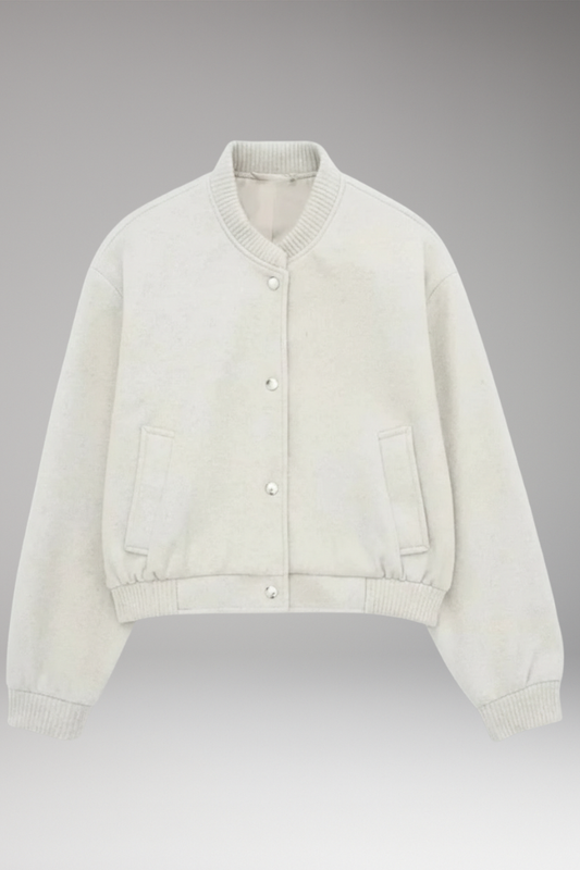 Women's Cropped Bomber Jacket Zipper Pockets - VibreMode