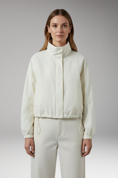 Women's Cropped Windbreaker Jacket Elasticated Hem Black