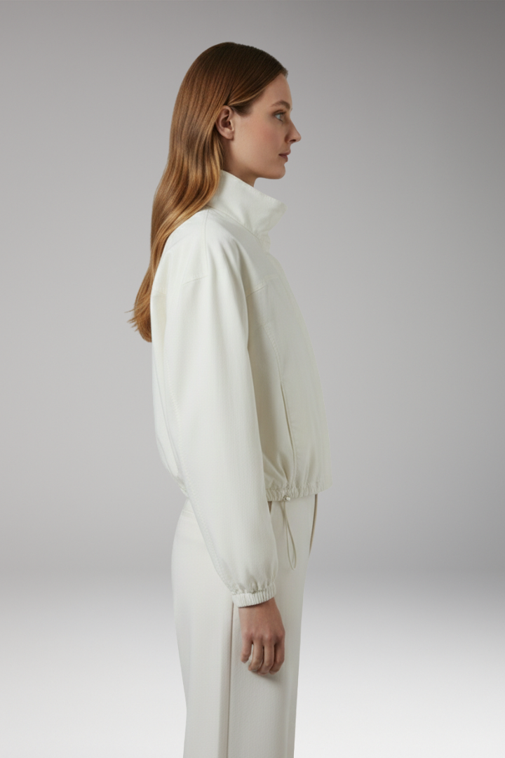 Women's Cropped Windbreaker Jacket Elasticated Hem Black