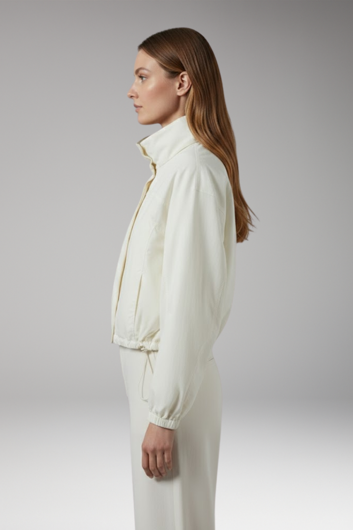 Women's Cropped Windbreaker Jacket Elasticated Hem Black