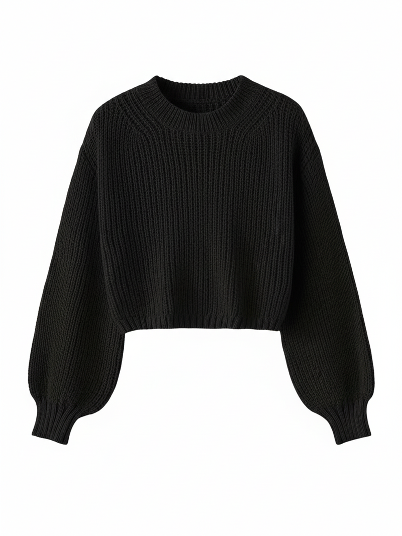 Women's Crew Neck Cropped Sweater