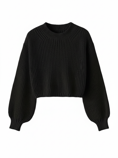 Women's Crew Neck Cropped Sweater