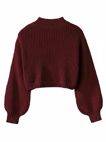 Women's Crew Neck Cropped Sweater