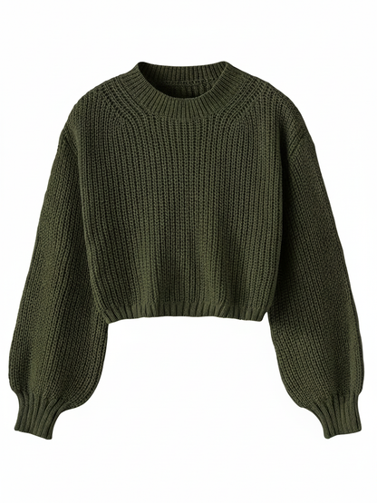 Women's Crew Neck Cropped Sweater