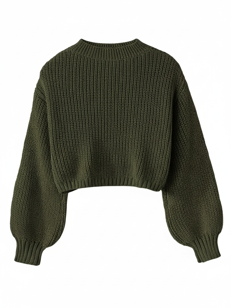 Women's Crew Neck Cropped Sweater