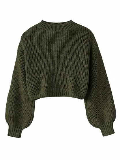Women's Crew Neck Cropped Sweater