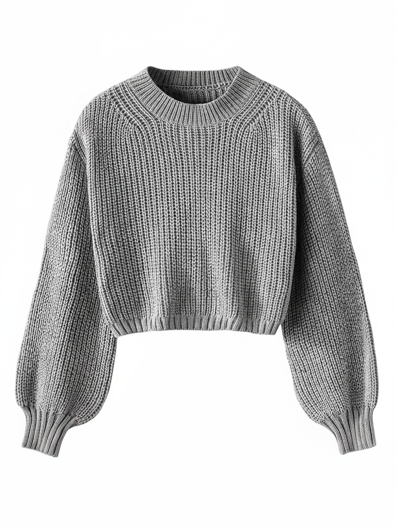 Women's Crew Neck Cropped Sweater