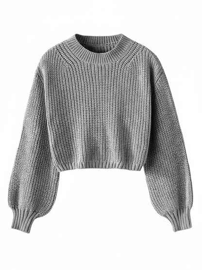 Women's Crew Neck Cropped Sweater