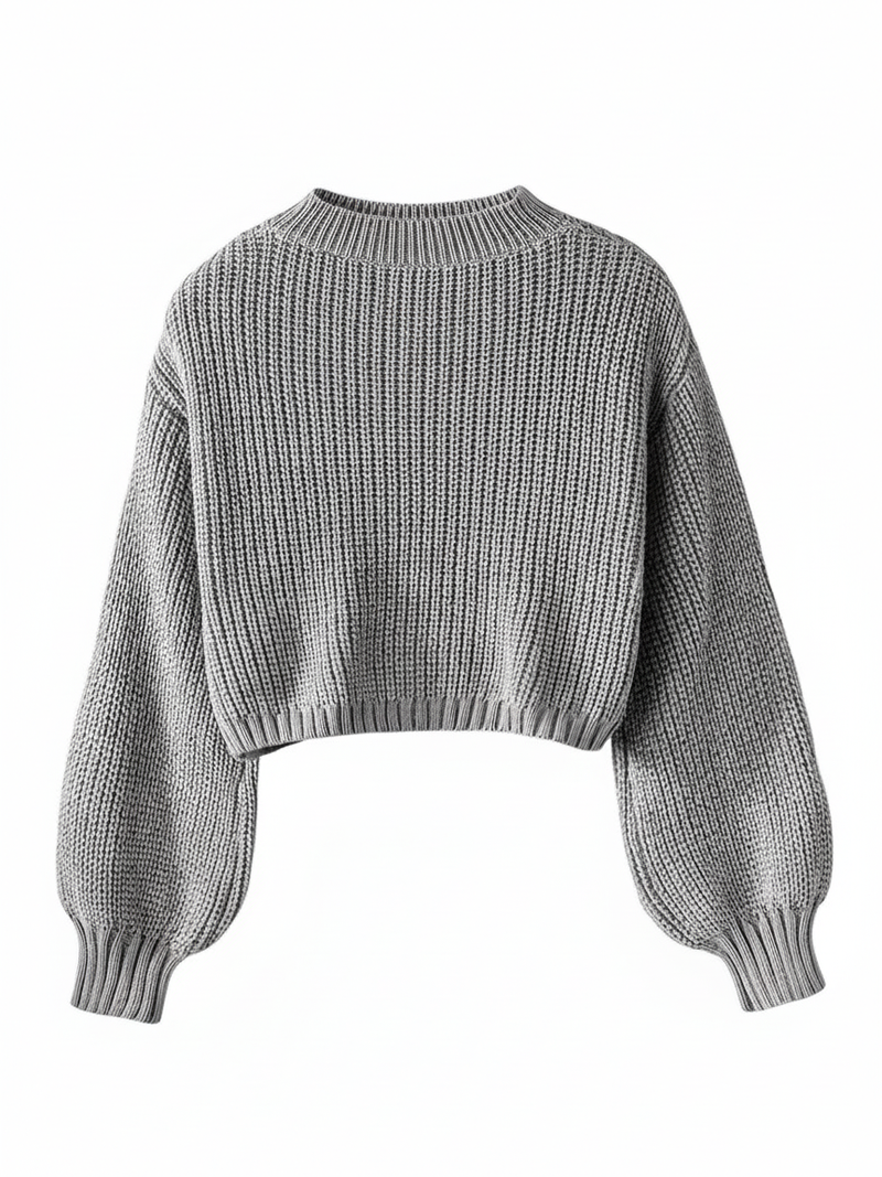Women's Crew Neck Cropped Sweater