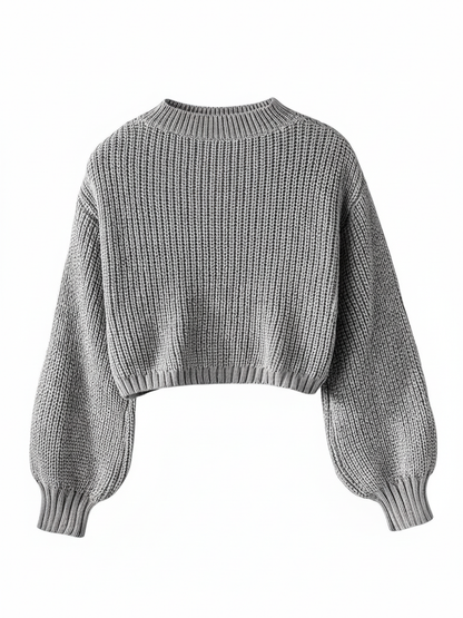 Women's Crew Neck Cropped Sweater