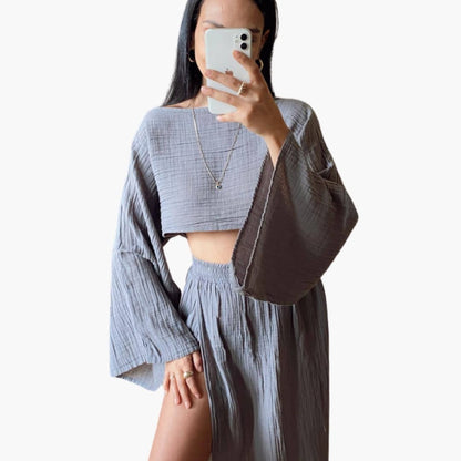 Women's Two-Piece Cropped Maxi Skirt Set