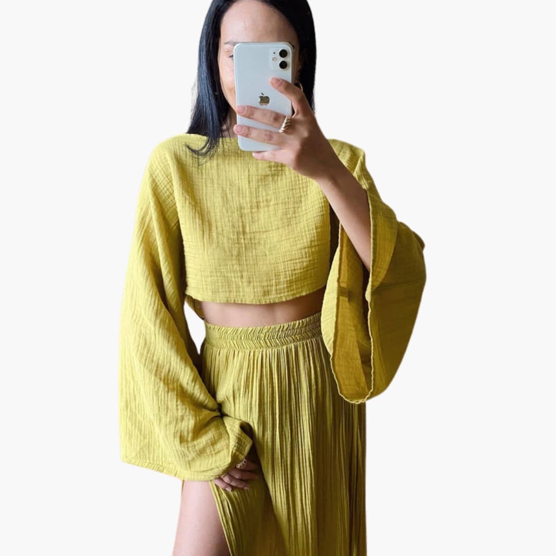Women's Two-Piece Cropped Maxi Skirt Set