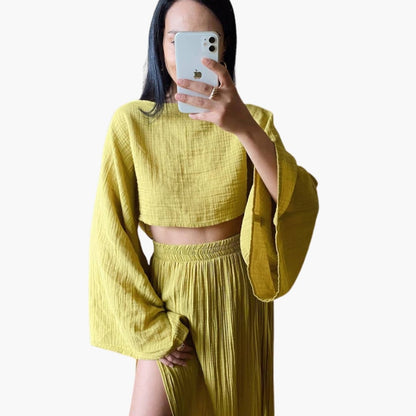 Women's Two-Piece Cropped Maxi Skirt Set