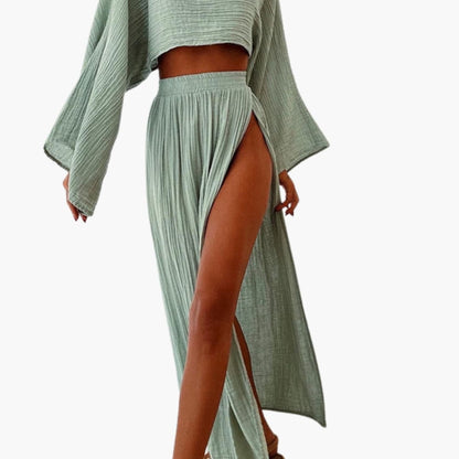 Women's Two-Piece Cropped Maxi Skirt Set
