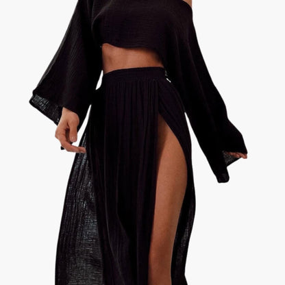 Women's Two-Piece Cropped Maxi Skirt Set