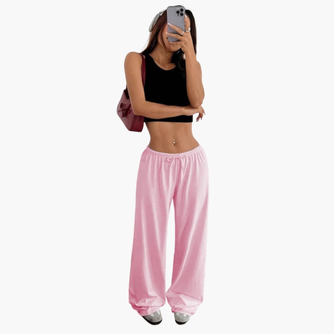 Women's Two Piece Crop Wide Leg Pants Set
