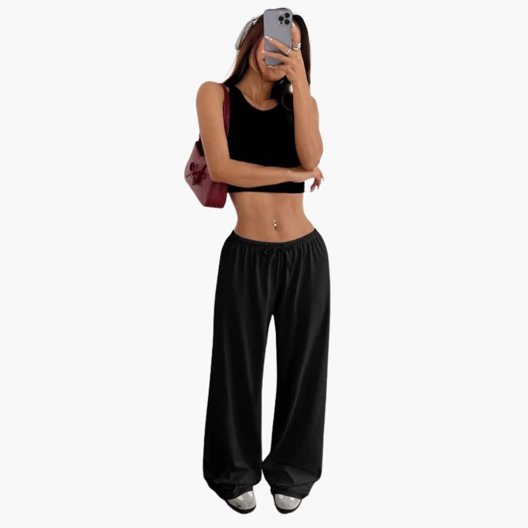 Women's Two Piece Crop Wide Leg Pants Set - VibreMode