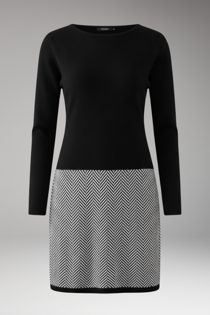 Women's Long Sleeve Houndstooth Dress - VibreMode