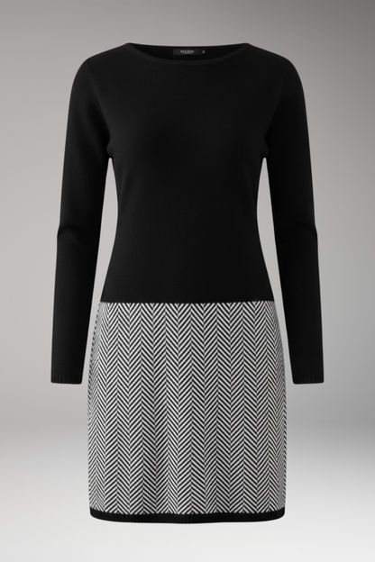 Women's Long Sleeve Houndstooth Dress - VibreMode