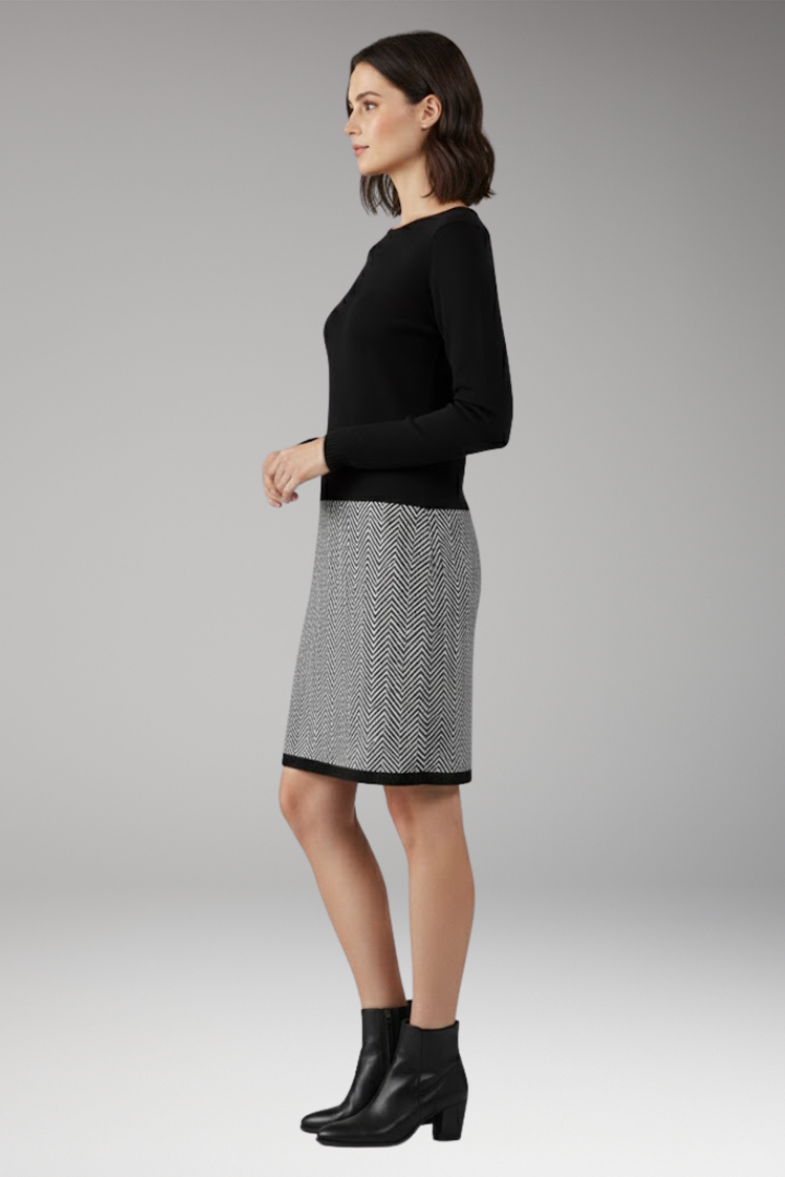 Women's Long Sleeve Houndstooth Dress