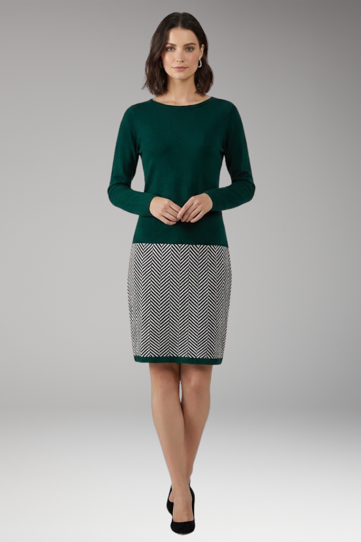Women's Long Sleeve Houndstooth Dress