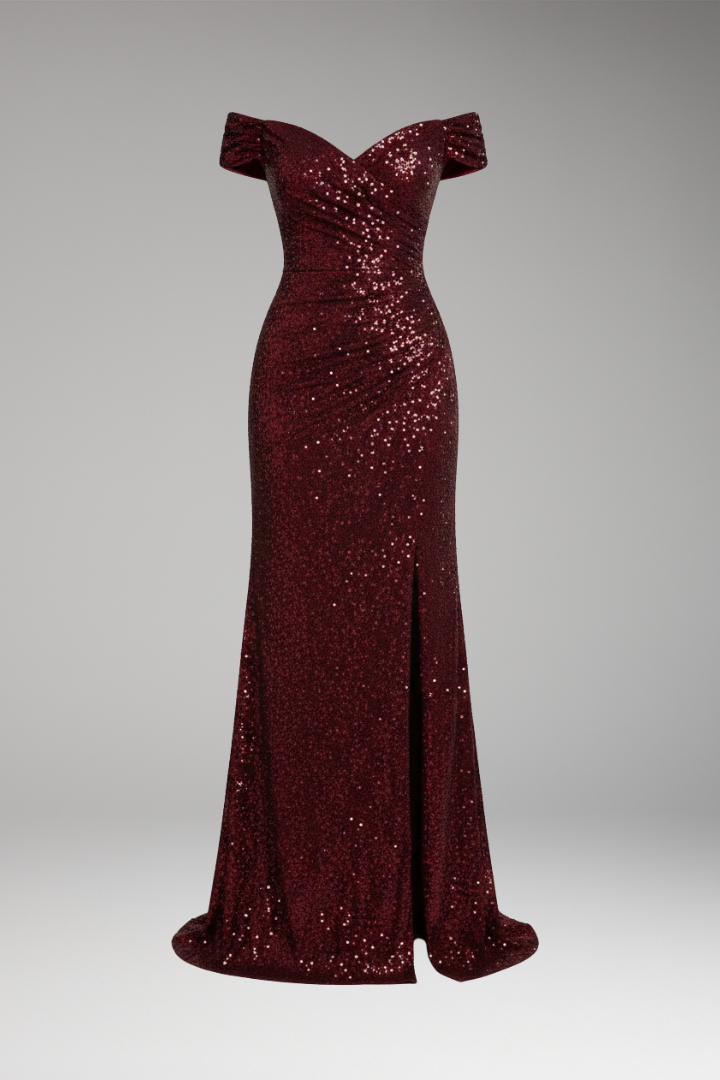 Women's Off Shoulder Sequined Dress - VibreMode