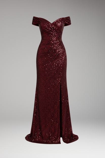 Women's Off Shoulder Sequined Dress - VibreMode