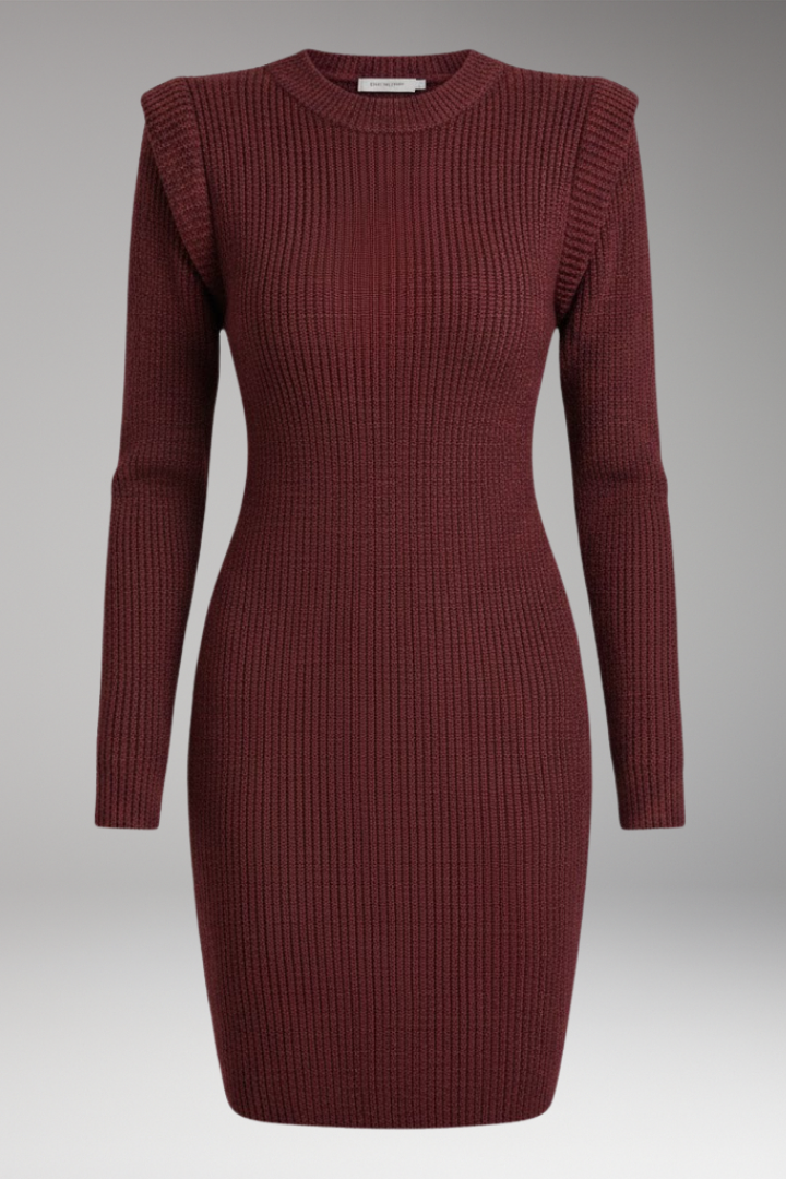 Women's Long Sleeve Round Neck Dress - VibreMode