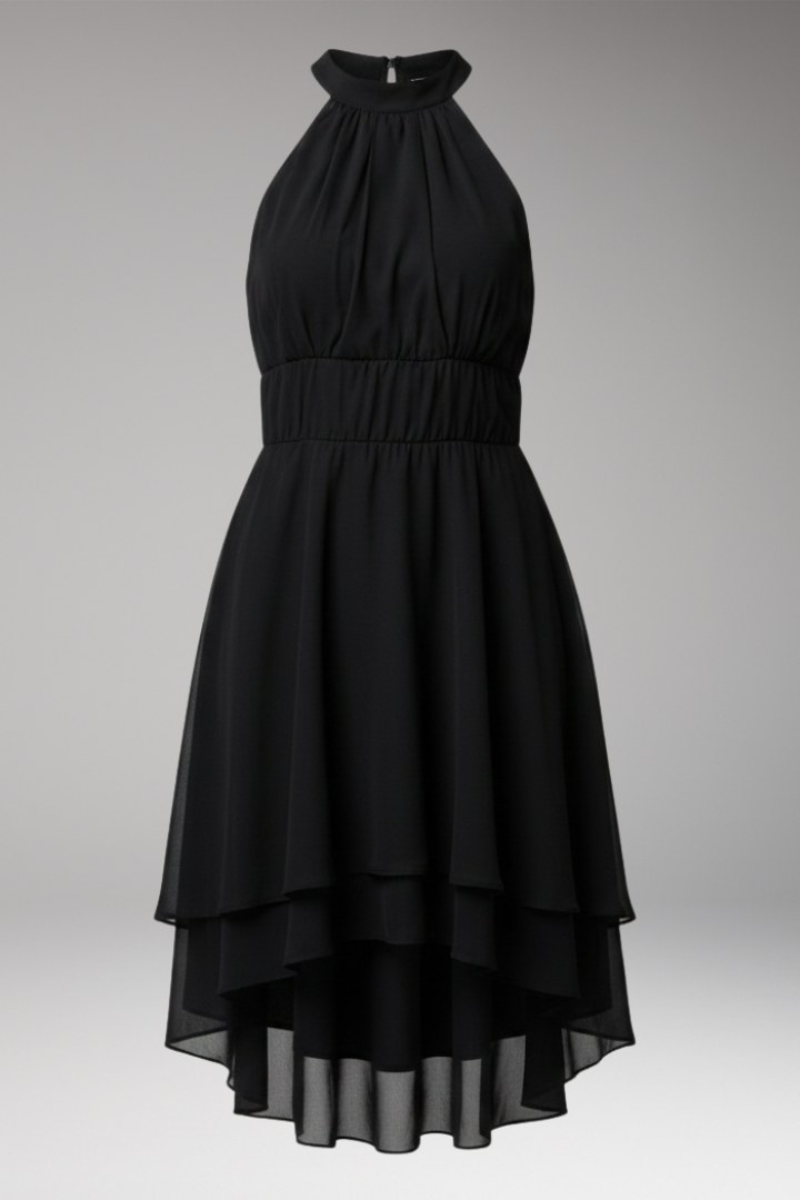 Women's Ruffle Round Neck Dress - VibreMode