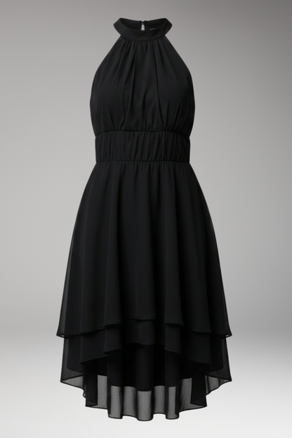 Women's Ruffle Round Neck Dress - VibreMode