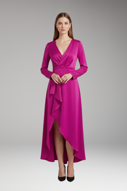 Women's V-Neck Asymmetrical Dress