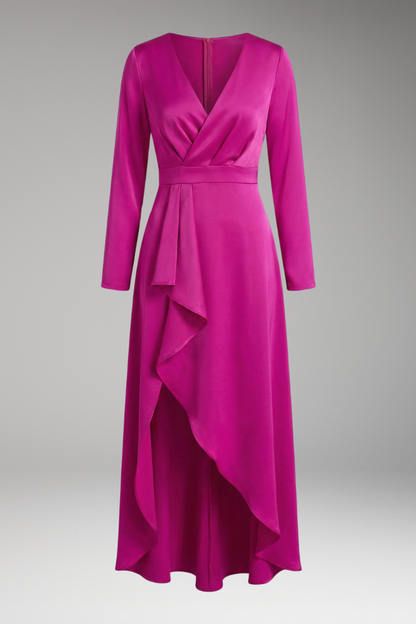 Women's V-Neck Asymmetrical Dress - VibreMode