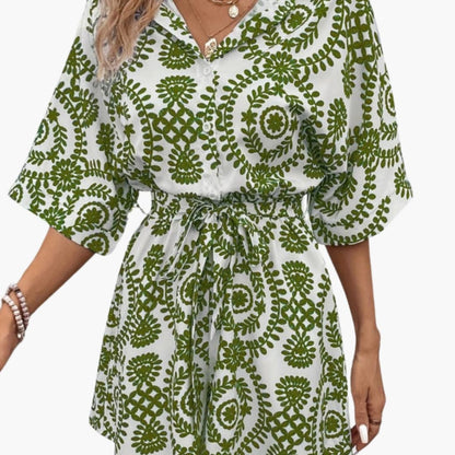 Women's Short Sleeve Dress Waist Tie Belt
