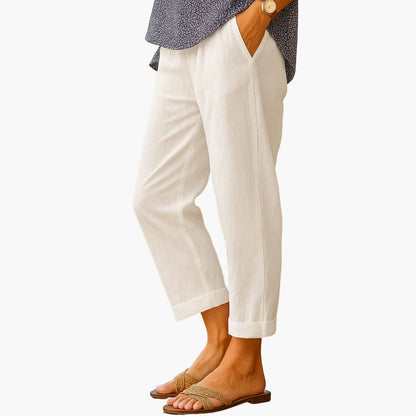 Women's Elastic Waist Pants With Pockets - VibreMode