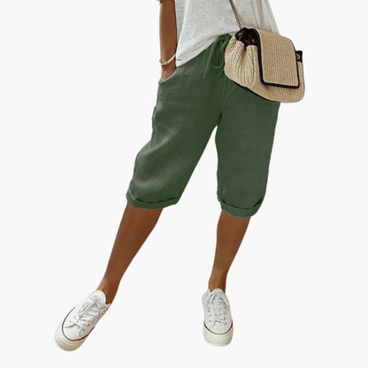Women's Straight Leg Shorts Elastic Waist