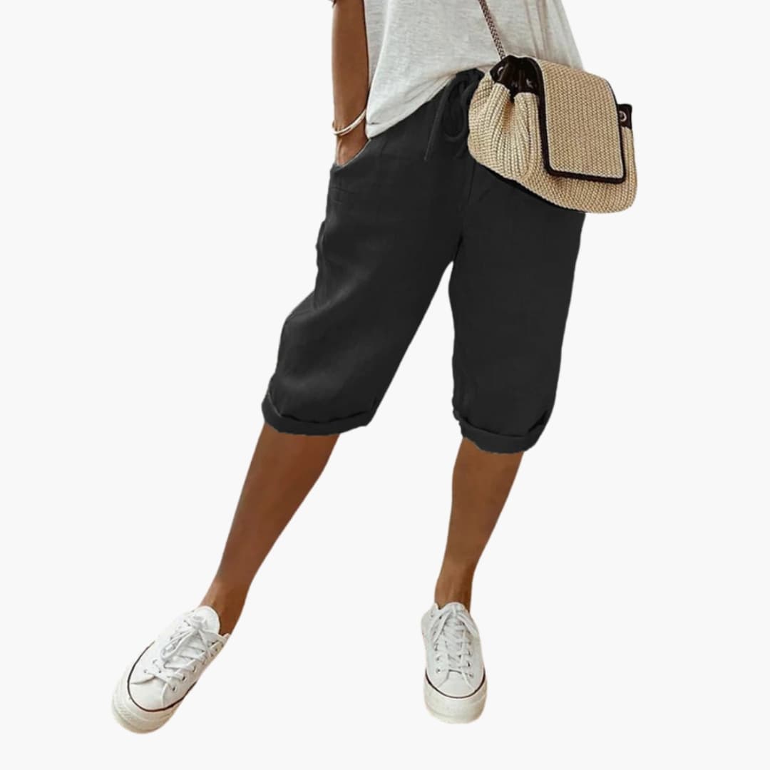 Women's Straight Leg Shorts Elastic Waist - VibreMode